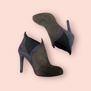 Valentina blue and grey suede ankle boots